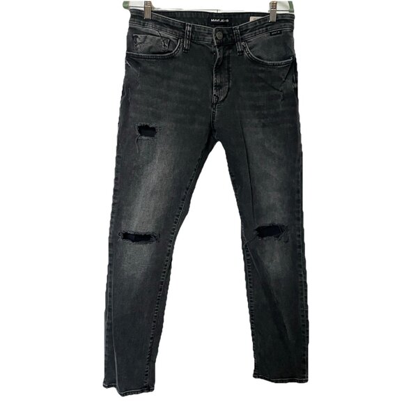 Mavi Marcus Slim Straight Jeans Mens 32 Black Distressed - Picture 1 of 11